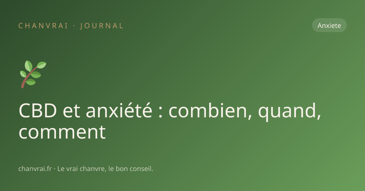 CBD et anxiété : combien, quand, comment